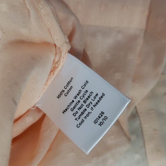 (16) Talbots 100% Cotton Slightly Sheer Textured Ruffle Collar V Neck Pastel - Picture 7 of 8